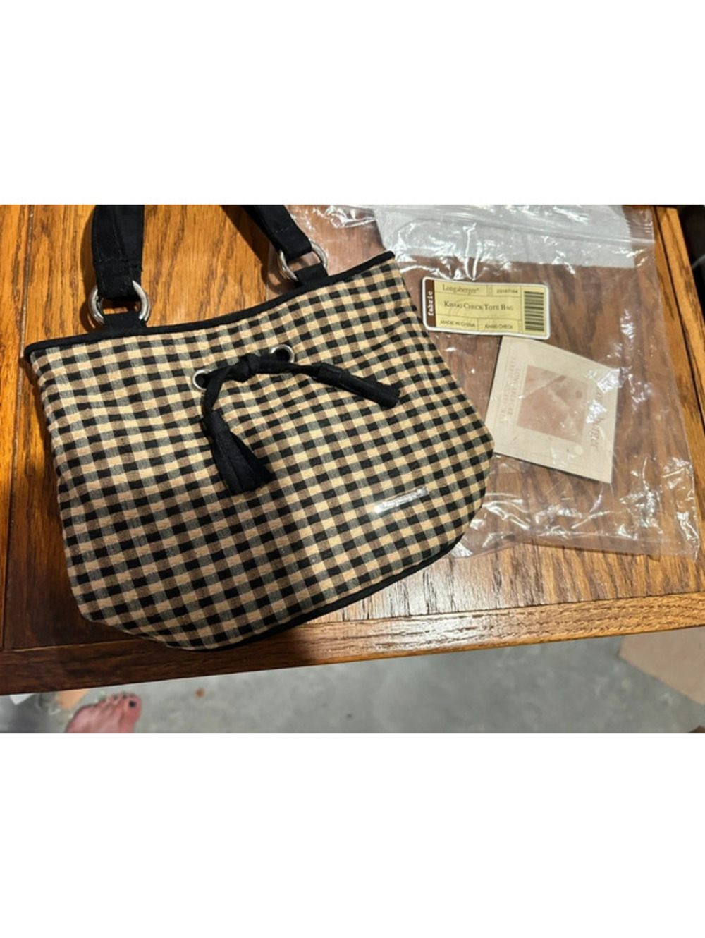Longaberger Berg khaki check purse new